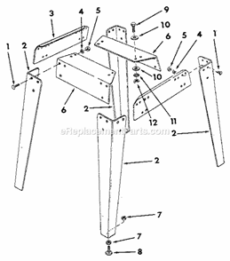 Figure 7 - Leg Set Diagram and Parts List for 113298033  Craftsman Table Saw