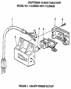 Page A Diagram and Parts List for 113298034  Craftsman Table Saw