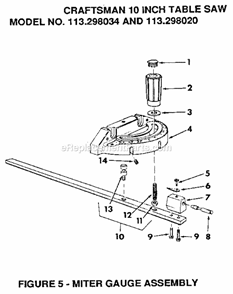 Page E Diagram and Parts List for 113298034  Craftsman Table Saw