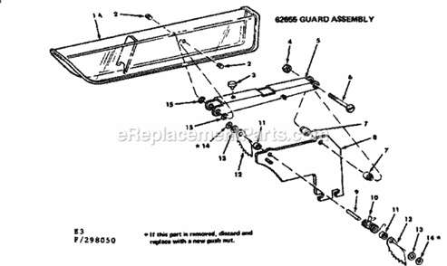 Guard Assembly Diagram and Parts List for 113298050  Craftsman Table Saw