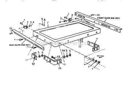 Leg Set Diagram and Parts List for 113298090  Craftsman Table Saw