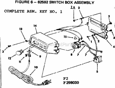 Switch Box Assembly Diagram and Parts List for 113298140  Craftsman Table Saw