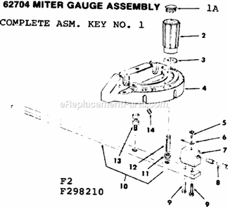 Page F Diagram and Parts List for 113298210  Craftsman Table Saw