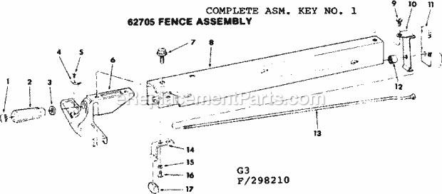 Page G Diagram and Parts List for 113298210  Craftsman Table Saw