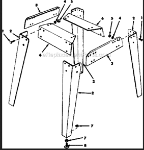 Leg Set Diagram and Parts List for 113298340  Craftsman Table Saw