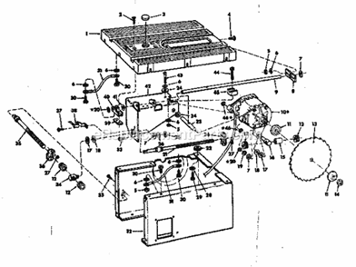 Unit Breakdown Diagram and Parts List for 113298341  Craftsman Table Saw