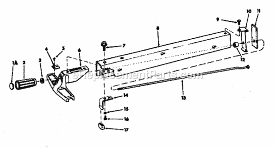 62773 Fence Assembly Diagram and Parts List for 113298341  Craftsman Table Saw
