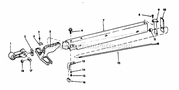 62952 Fence Assembly Diagram and Parts List for 113298360  Craftsman Table Saw