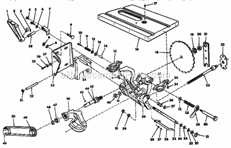 Motor Base Assembly Diagram and Parts List for 113298722  Craftsman Table Saw