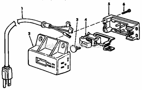 On-Off Power Outlet Diagram and Parts List for 113298722  Craftsman Table Saw