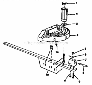 Miter Gauge Assembly Diagram and Parts List for 113298722  Craftsman Table Saw