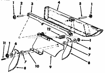 Guard Assembly Diagram and Parts List for 113298722  Craftsman Table Saw