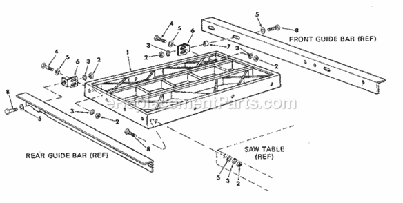 Page H Diagram and Parts List for 113298840  Craftsman Table Saw