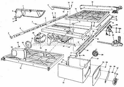 Page A Diagram and Parts List for 113298841  Craftsman Table Saw