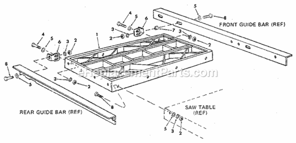 Page H Diagram and Parts List for 113298841  Craftsman Table Saw