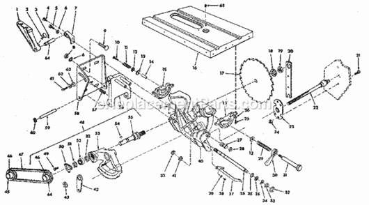 Page B Diagram and Parts List for 113298842  Craftsman Table Saw