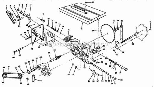 Motor Base Assembly Diagram and Parts List for 113298843  Craftsman Table Saw