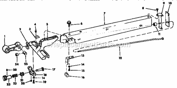 Fence Assembly Diagram and Parts List for 113298843  Craftsman Table Saw