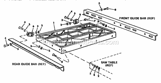 Table Extensions Diagram and Parts List for 113298843  Craftsman Table Saw