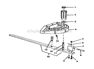 Miter Gauge Assembly Diagram and Parts List for 113298844  Craftsman Table Saw