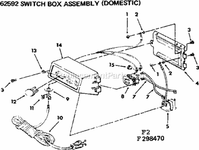 Switch Box Assembly Diagram and Parts List for 113299040  Craftsman Table Saw