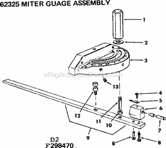 Miter Guage Assembly Diagram and Parts List for 113299142  Craftsman Table Saw