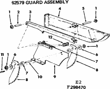 Guard Assembly Diagram and Parts List for 113299142  Craftsman Table Saw
