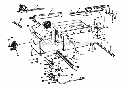 Page B Diagram and Parts List for 113299210  Craftsman Table Saw