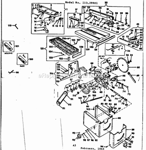 Unit Parts Diagram and Parts List for 113299250  Craftsman Miter Saw