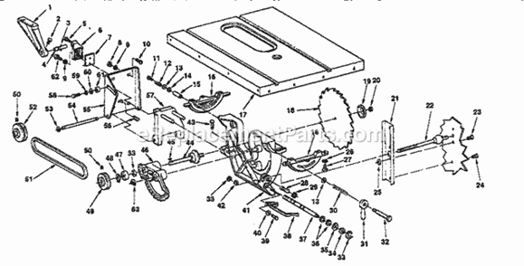 Figure 3 Diagram and Parts List for 113299410  Craftsman Table Saw
