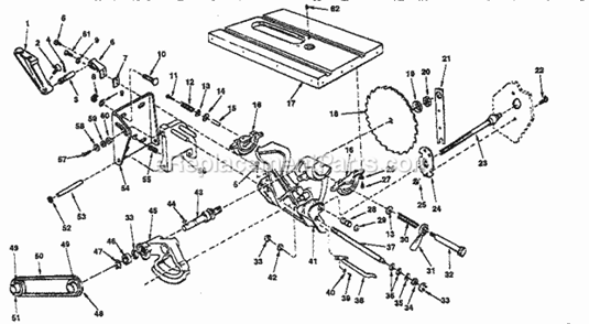 Motor Base Assembly Diagram and Parts List for 113299510  Craftsman Table Saw