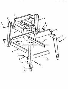 Leg Set Diagram and Parts List for 113299510  Craftsman Table Saw