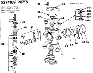 Crankcase And Pump Body Diagram and Parts List for 471445511  Craftsman Pressure Washer