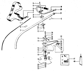 Gas Brushcutter Diagram and Parts List for 234795341  Craftsman Trimmer