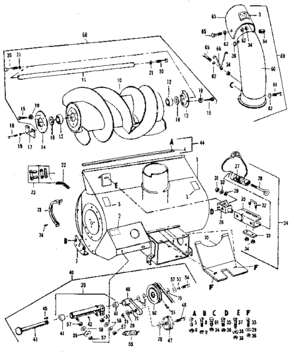 Auger Assembly Diagram and Parts List for 842240712  Craftsman Snow Blower