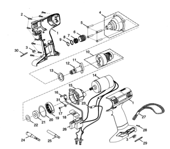 Drill Assy Diagram and Parts List for 315114030  Craftsman Boring Machine