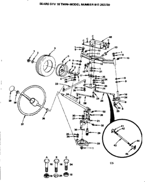 Steering Diagram and Parts List for 917253730  Craftsman Lawn Tractor