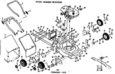 Mower Deck Diagram and Parts List for 131973930  Craftsman Lawn Mower