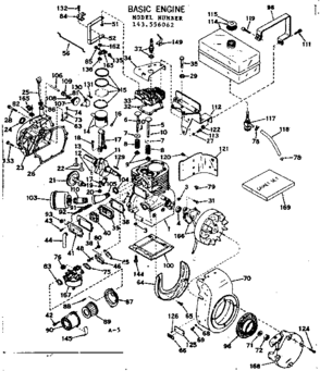 Basic Engine Diagram and Parts List for 143556062  Craftsman Engine