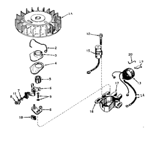 Magneto No. 610693a Diagram and Parts List for 143164162  Craftsman Engine
