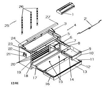 Tool Chest Diagram and Parts List for 706597210  Craftsman Tool Stand & Cart