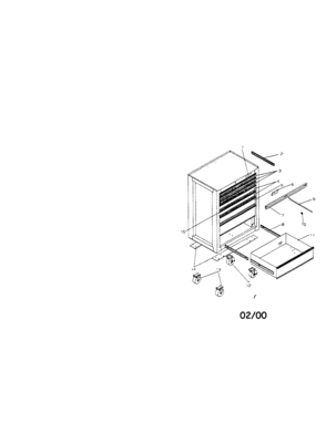 8-drawer Professional Roll-away Diagram and Parts List for 706653305  Craftsman Tool Stand & Cart