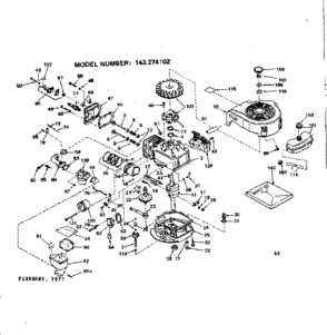 Replacement Parts Diagram and Parts List for 143274102  Craftsman Engine