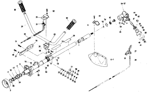 Handle Assembly Diagram and Parts List for 636796232  Craftsman Trimmer