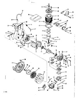 Crankcase Diagram and Parts List for 91761402  Craftsman Chainsaw