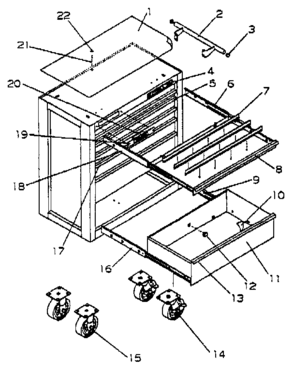 Drawer Cabinet Diagram and Parts List for 706650120  Craftsman Tool Stand & Cart