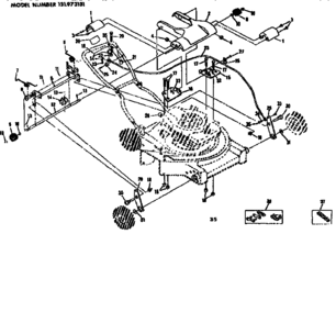 Handle Assembly Diagram and Parts List for 131973131  Craftsman Lawn Mower