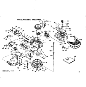 Replacement Parts Diagram and Parts List for 143274452  Craftsman Engine