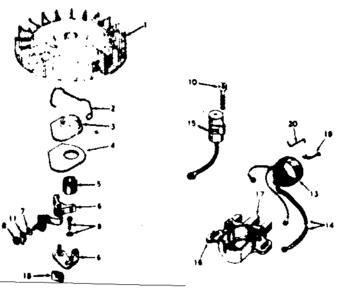 Magneto Diagram and Parts List for 580323050  Craftsman Engine