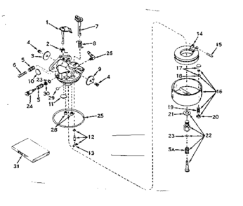 Carburetor No. 631144 Diagram and Parts List for 143561212  Craftsman Engine